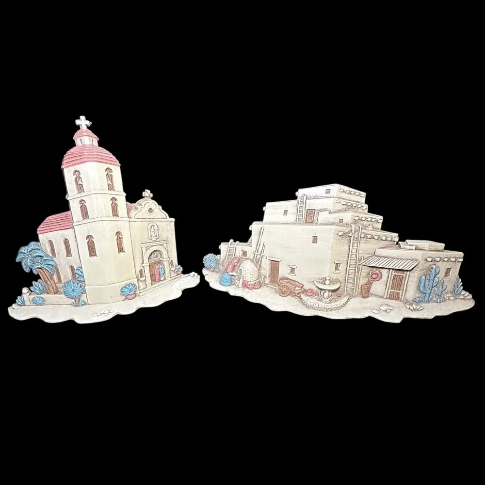 Southwest Mission Plaques Southwest Decor Burwood Wall Art‎ 1993 Set of 2